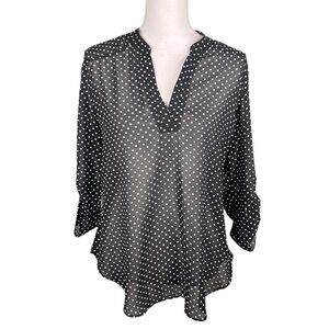 Ultra Flirt Black & White Polka High Low Sheer Top Size Large